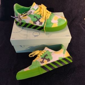 Off-White Brand Tye-Dye Grn/Yel Low Volcanized Sneakers Sz 42 M9/W10.5 NWT